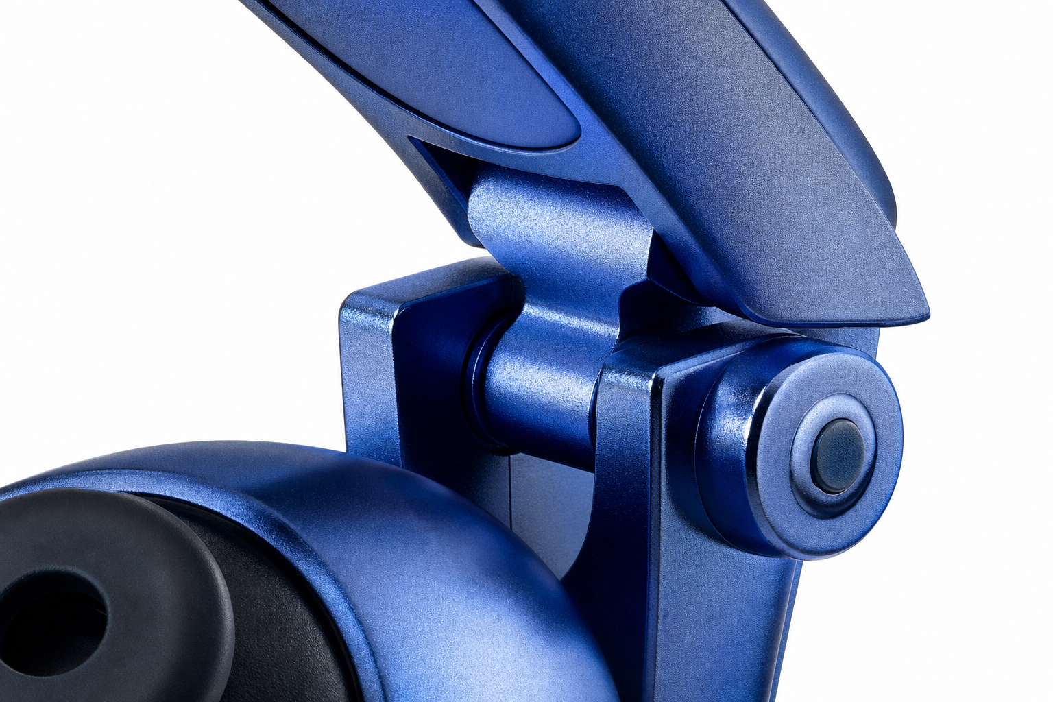 Macro of the cobalt anodized folding hinge
